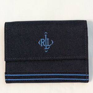 Ralph Lauren Small Wallet in Navy with Blue Stripes w/ Removable Key Ring